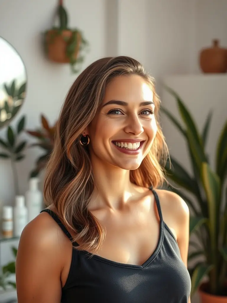 A person smiling confidently, showcasing their radiant and healthy skin after receiving skin treatments at Nuno Gois Therapies.