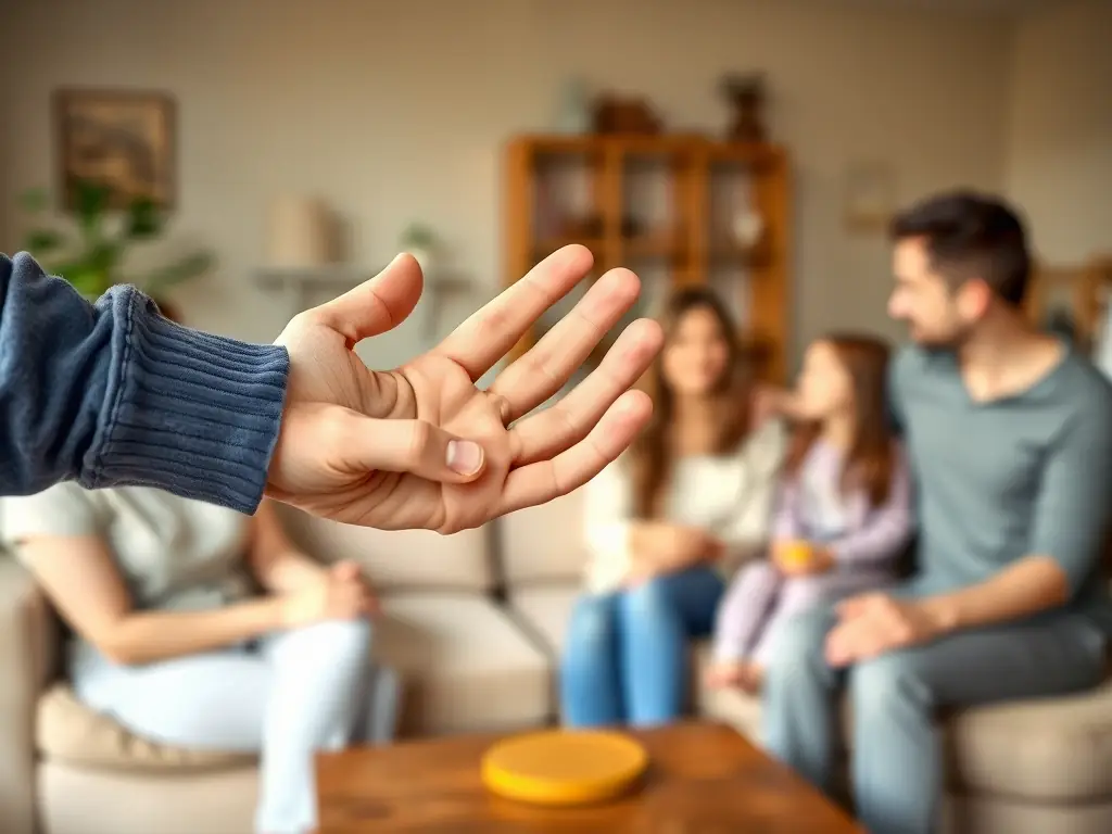 An image representing support and healing, showing hands gently supporting each other, with a blurred background of a supportive community, symbolizing assistance with substance misuse.