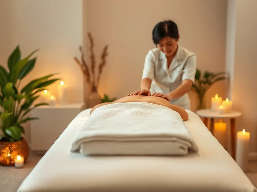 A serene image of a person receiving Reiki, hands gently placed above their body, in a softly lit, calming environment, symbolizing stress reduction.